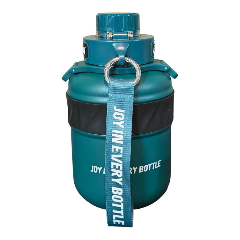 Bottle Joy 32oz Insulated Water Bottle Teal Jug Carry Strap Gym Sports Travel